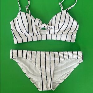 Billabong White and Black Striped Swimwear